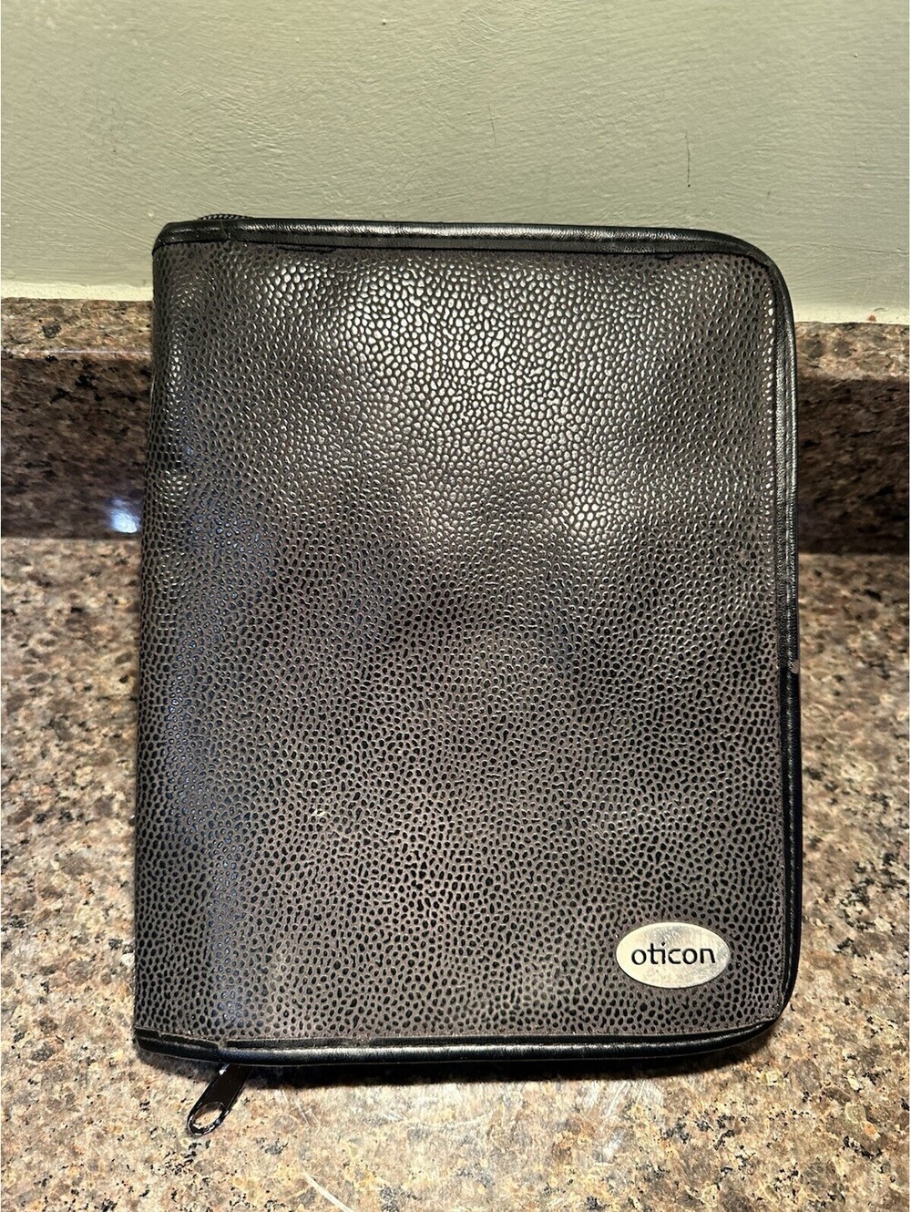 Oticon Zippered Portfolio Case Organizer Black Travel Pouch Bag Holder 8"x10.5"